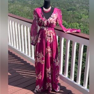 Bohemian Pink Chiffon Maxi Dress